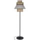 Lampadaire Extérieur Singapour Market Set Luminaire Métal Noir Cannage Naturel et Textile Couleur Sable et Miel 55x55x187cm