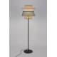 Lampadaire Extérieur Singapour Market Set Luminaire Métal Noir Cannage Naturel et Lin Lavé Couleur Sable et Algues 55x55x189cm