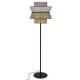 Lampadaire Extérieur Singapour Market Set Luminaire Métal Noir Cannage Naturel et Textile Couleur Sable et Miel 55x55x189cm