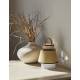 Lampe Portative Extérieur Singapour Market Set en Polypropylène Textile et Bois Couleur Miel Blanc et Noir 21,5x21,5x32,5cm