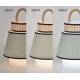 Lampe Portative Extérieur Singapour Market Set en Polypropylène Textile et Bois Couleur Algue Blanc et Noir 21,5x21,5x32,5cm