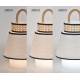 Lampe Portative Extérieur Singapour Market Set en Polypropylène Textile et Bois Couleur Sable Blanc et Noir 21,5x21,5x32,5cm