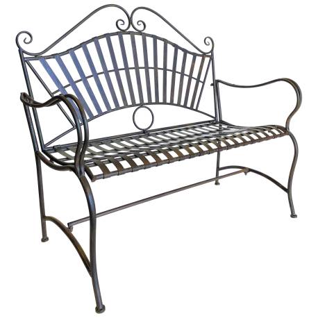 Banc 2 Places Banquette de Jardin Fauteuil 2 Personnes en Métal Patiné Marron 50x103x115cm