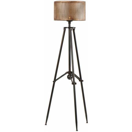 Photophore sur Pied Ferro Athezza Lanterne en Métal Brun et Laitonné 55x55x144cm