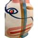 Vase Fine Décoration à Poser Originale Soliflore Moderne en Grès Multicolore 6,5x27x30cm