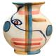 Vase Fine Décoration à Poser Originale Soliflore Moderne en Grès Multicolore 6,5x27x30cm
