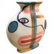 Vase Fine Décoration à Poser Originale Soliflore Moderne en Grès Multicolore 6,5x27x30cm