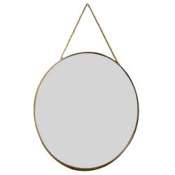 Miroir Mural avec Chaînette Glace à Suspendre de Forme Ronde Déco Murale en Métal Doré 0,2x35x35cm