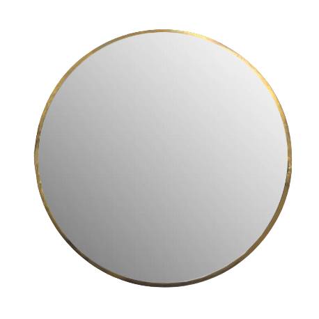 Miroir Rond Glace à Poser Décoration Murale en Métal Couleur Laitonnée 0,2x27x27cm