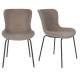 Lot de 2 Chaises Junzo Woody Assises de Table Modernes Duo de Sièges en Métal Noir et Velours Gris 48x56x81,5cm