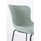 Lot de 2 Chaises Junzo Woody Assises de Table Modernes Duo de Sièges en Métal Noir et Velours Vert Clair 48x56x81,5cm