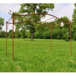 Grande Tonnelle Rectangulaire Gloriette de Jardin en Acier Brut Oxydé 193x200x300cm
