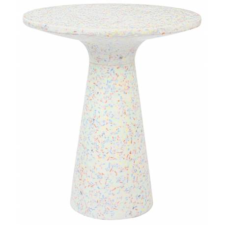 Table Ronde Victoria Recyclé Zuiver Guéridon Moderne Table d'Appoint en Résine Multicolore 40x40x45cm