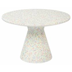 Table Ronde Victoria Recyclé Zuiver Guéridon Moderne Table d'Appoint en Résine Multicolore 32x50x50cm