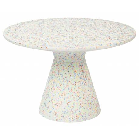 Table Ronde Victoria Recyclé Zuiver Guéridon Moderne Table d'Appoint en Résine Multicolore 32x50x50cm
