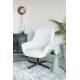 Fauteuil Yuki Blanc Cassé Woody Siège Pivotant Assise de Salon Moderne en Tissu Blanc et Métal Noir 73x84,5x94,5cm