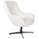 Fauteuil Yuki Blanc Cassé Woody Siège Pivotant Assise de Salon Moderne en Tissu Blanc et Métal Noir 73x84,5x94,5cm