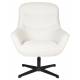 Fauteuil Yuki Blanc Cassé Woody Siège Pivotant Assise de Salon Moderne en Tissu Blanc et Métal Noir 73x84,5x94,5cm