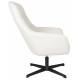 Fauteuil Yuki Blanc Cassé Woody Siège Pivotant Assise de Salon Moderne en Tissu Blanc et Métal Noir 73x84,5x94,5cm
