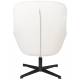 Fauteuil Yuki Blanc Cassé Woody Siège Pivotant Assise de Salon Moderne en Tissu Blanc et Métal Noir 73x84,5x94,5cm
