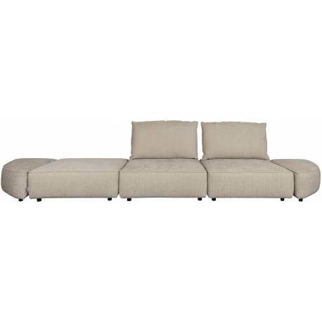 Canapé Modulable Hunter Zuiver Sofa 4,5 Places Assise de Salon Moderne Siège en Tissu Côtelé Couleur Sable et Bois 87x100x417cm