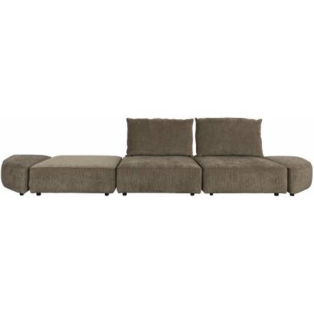 Canapé Modulable Hunter Zuiver Sofa 4,5 Places Assise de Salon Moderne Siège en Tissu Côtelé Couleur Mousse et Bois 87x100x417cm