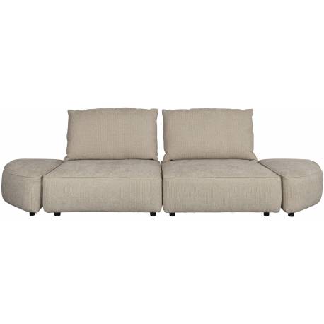 Canapé Modulable Hunter Zuiver Sofa 3 Places Assise de Salon Moderne Siège en Tissu Côtelé Couleur Sable et Bois 87x100x318cm
