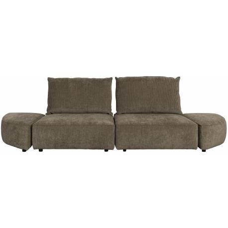 Canapé Modulable Hunter Zuiver Sofa 3 Places Assise de Salon Moderne Siège en Tissu Côtelé Couleur Mousse et Bois 87x100x318cm