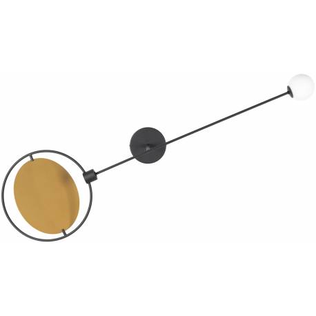 Applique Murale Sirius Zuiver Luminaire Moderne Eclairage Design en Verre Blanc et Métal Noir et Doré 28x35x125cm