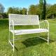 Banc de Jardin Auguste Banquette 2 Personnes Fauteuil Double d'Extérieur en Métal Blanc 57x93x105cm