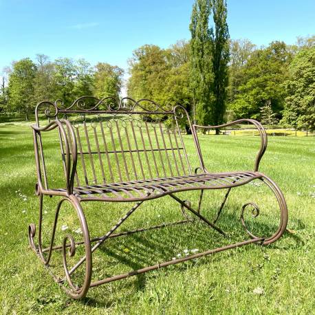 2 Fauteuils à Bascule En Fer Forgé Smilla - Dossier Haut Et Accoudoirs Pour Jardin Ou Intérieur CLP