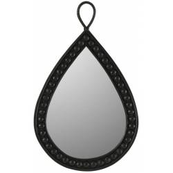 Miroir Goutte d'Eau Athezza Glace à Suspendre Décoration Murale en Bois Noir et Verre 3x58x92cm