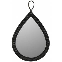 Miroir Goutte d'Eau Athezza Glace à Suspendre Décoration Murale en Bois Noir et Verre 3x48,5x79,5cm