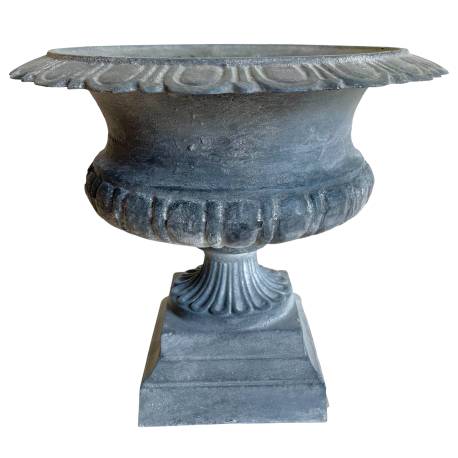 Vase Vasque Chambord Jardinière de Pilier Pot de Fleur Décoratif en Fonte Grise 27,5x31x31cm