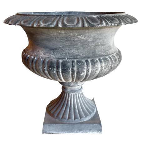 Vase Vasque Chambord Jardinière de Pilier Pot de Fleur Décoratif en Fonte Grise 47x51x51cm