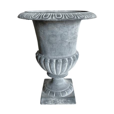 Jardinière en Fonte Grise Style Médicis Vase Vasque Pot de Fleur 24x24x30,5cm