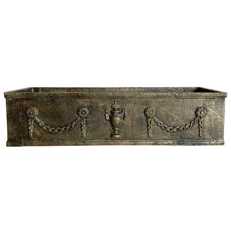 Balconnière Vasque Longue Bac Jardinière de Balcon ou Fenêtre en Fonte Vert Anglais 15x20,5x60cm