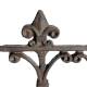 Bordure de Jardin Bordurette Grille Victorienne Motif Fleurs de Lys en Fonte Patinée Marron 1x35x82cm
