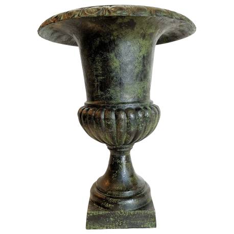 Grand Vase XXXXL Vasque Jardinière en Fonte Verte Style Médicis Pot de Fleur 81x81x126cm