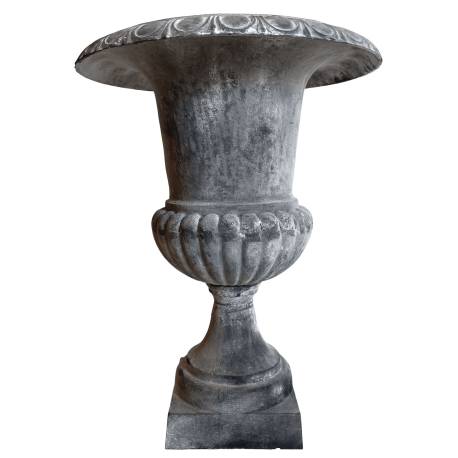 Grand Vase XXXXL Vasque Jardinière en Fonte Grise Style Médicis Pot de Fleur 81x81x126cm