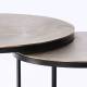 Lot de 2 Tables Basses Lucerne Athezza Table Gigogne en Métal Noir et Fonte d'Aluminium Couleur Laitonnée 45x87x87cm