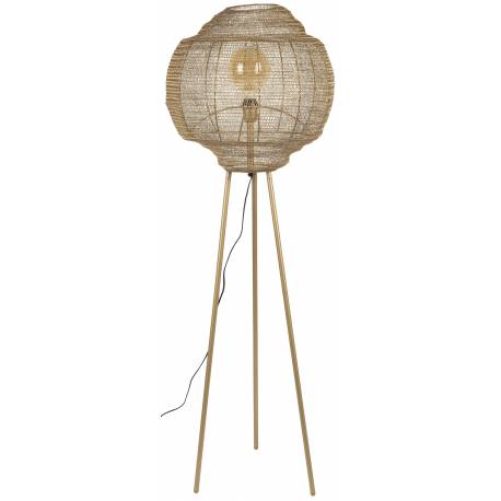 Lampadaire Meezan Dutchbone Luminaire Moderne Eclairage sur Pied en Métal Doré 48x48x143cm