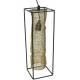 Plafonnier Moderne Chic avec Abat Jour Grillagé Doré Cage Noire Eclairage Contemporain 1 Lumière Suspension en Métal 15x15x45cm