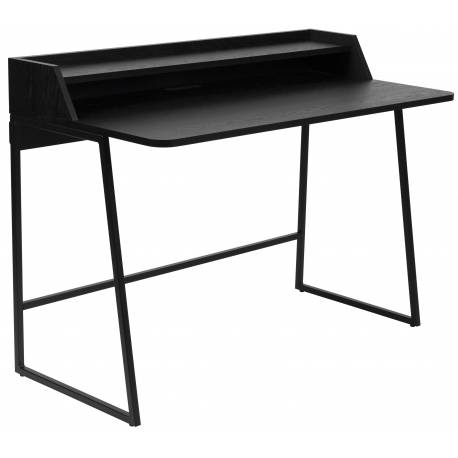 Bureau Giorgio Noir Woody Pupitre Moderne Secrétaire Console en Bois et Métal Noir 60x88x120cm