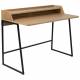 Bureau Giorgio Naturel Woody Pupitre Moderne Secrétaire Console en Bois Naturel et Métal Noir 60x88x120cm