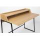 Bureau Giorgio Naturel Woody Pupitre Moderne Secrétaire Console en Bois Naturel et Métal Noir 60x88x120cm