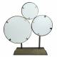 Miroir Triple à Poser Trio de Glaces Rondes Décoration en Métal Couleur Laitonnée et Noir 11x46,5x51cm