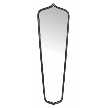 Miroir Vertical Glace Murale Décoration en Métal Patiné Gris Antique et Verre 3,5x25,5x89cm