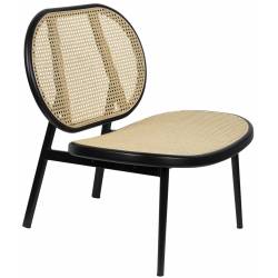 Fauteuil Spike Zuiver Siège de Salon Assise Moderne en Métal Noir et Cannage Rotin Naturel 70x78,6x84,1cm