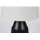 Lampe de Table Aysa Noir Woody Luminaire à Poser Eclairage en Aluminium Thermolaqué Noir et Tissu Blanc 25x25x52cm
